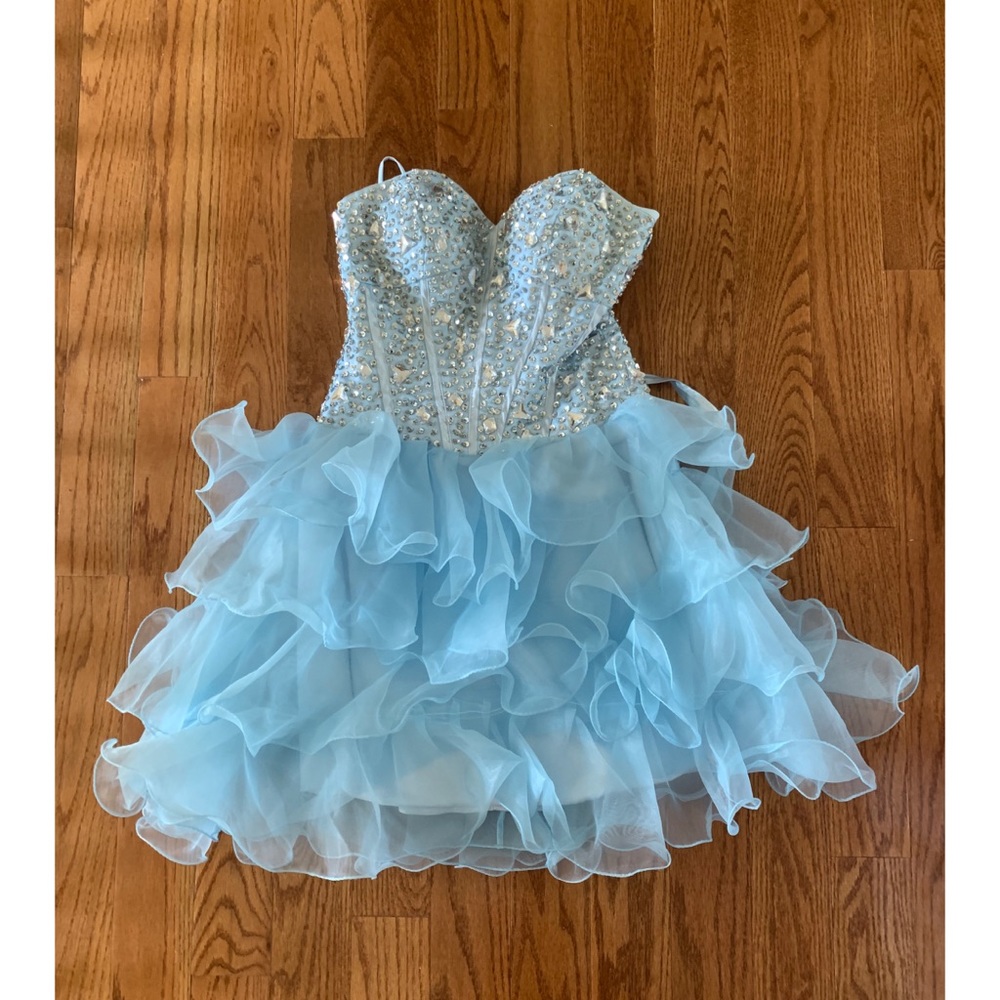Blue short prom dress